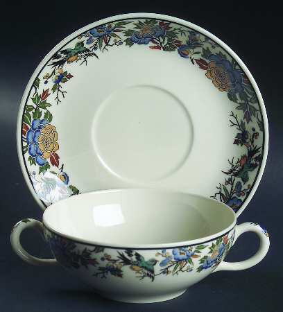 Tapestry Flat Cream Soup Bowl & Saucer Set