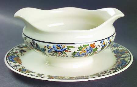 Tapestry Round Gravy Boat/Attached Underplate