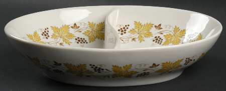 Vintage 10" Oval Divided Vegetable Bowl