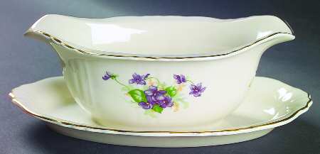 Violets Gravy Boat with Attached Underplate