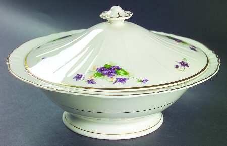 Violets Round Covered Vegetable