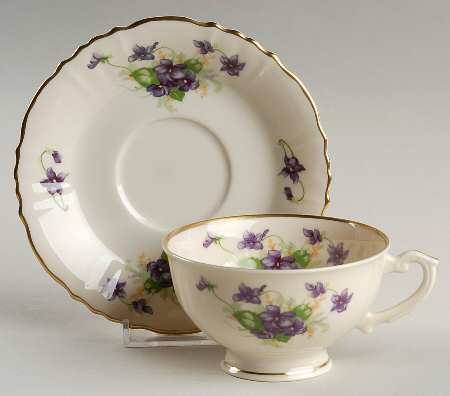 Violets Footed Cup & Saucer Set