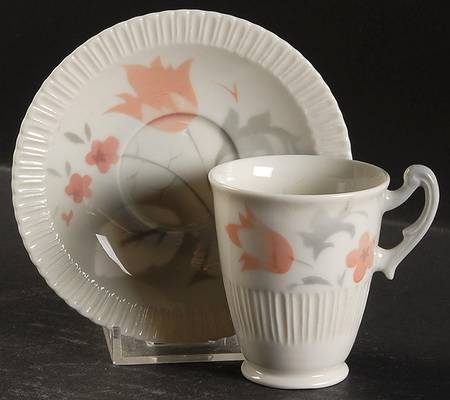 Vogue Coral Footed Demitasse Cup & Saucer Set