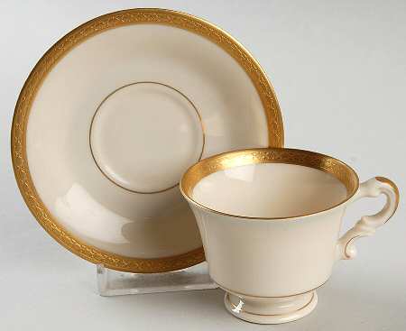 Wayne (No Color Band) Footed Demitasse Cup & Saucer Set