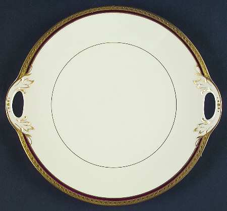 Wayne Maroon Handled Cake Plate
