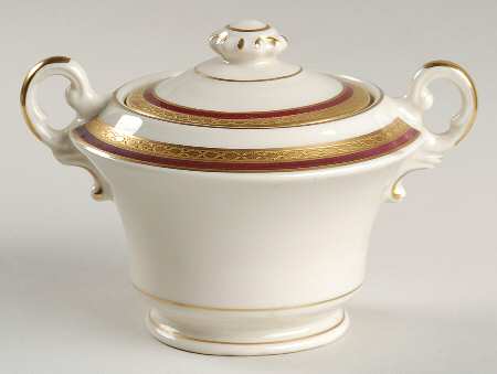 Wayne Maroon Sugar Bowl & Lid