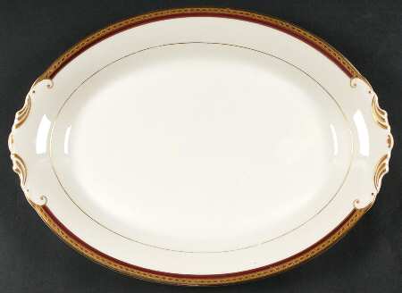 Wayne Maroon 14" Oval Serving Platter