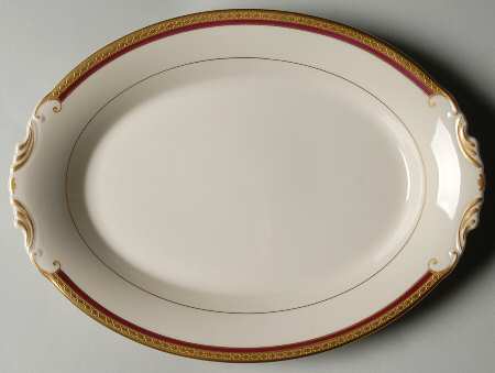 Wayne Maroon 12" Oval Serving Platter