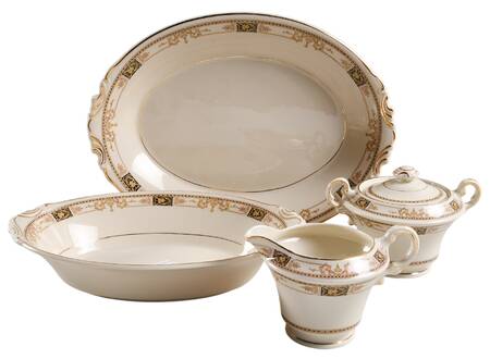Webster (Old Ivory, Gold Trim) 5 Piece Hostess Set