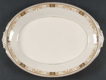 Webster (Old Ivory, Gold Trim) 14" Oval Serving Platter