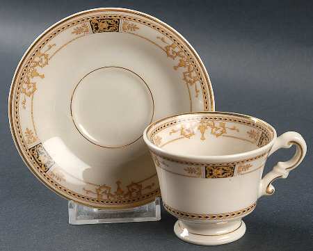 Webster (Old Ivory, Gold Trim) Footed Demitasse Cup & Saucer Set