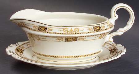 Webster (Old Ivory, Gold Trim) Gravy Boat & Underplate/Relish