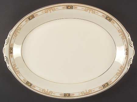 Webster (Old Ivory, Gold Trim) 16" Oval Serving Platter