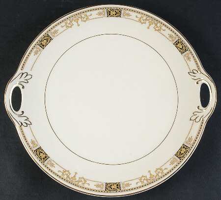 Webster (Old Ivory, Gold Trim) Handled Cake Plate
