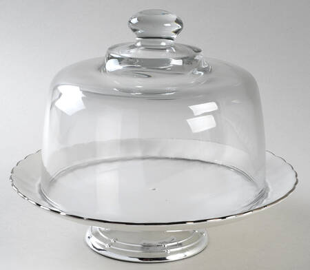 Wedding Ring 6 1/2"-7 1/2" Footed Cheese Plate w/ Glass Dome HC