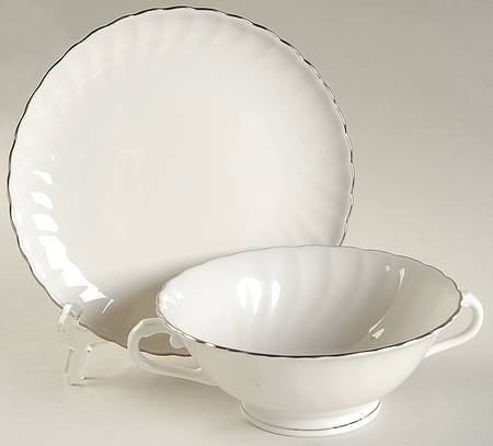 Wedding Ring Cream Soup Bowl & Bread Plate/Saucer  Set