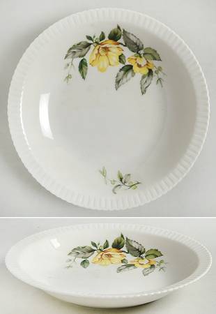 Yellow Roses Rim Soup Bowl