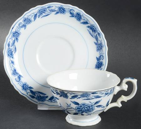 Blue Chatham Footed Cup & Saucer Set