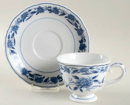 Blue Chatham Footed Cup & Saucer Set