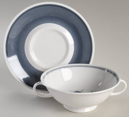 Glen Mist (Susie Cooper Signature Stamp) Flat Cream Soup Bowl & Saucer Set