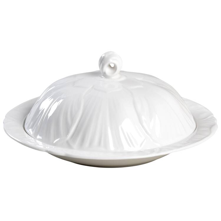 Oleander (White, Undecorated) Muffin Dish & Lid