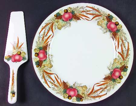 Autumn Cornucopia Cake Plate and Server (Boxed Set)