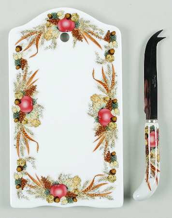 Autumn Cornucopia 2 Piece Cheese Dish and Knife Set