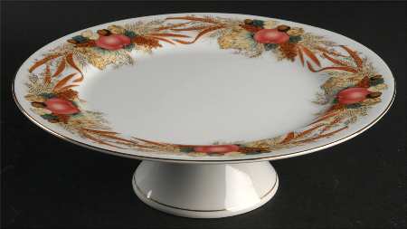 Autumn Cornucopia 10" Diameter Pedestal Cake Stand