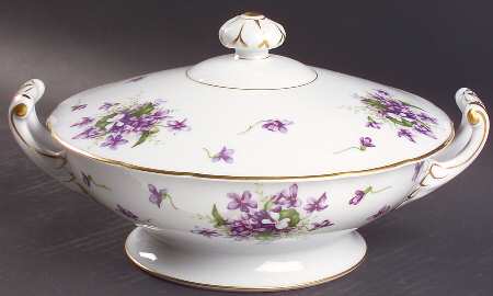 Sweet Violets Round Covered Vegetable