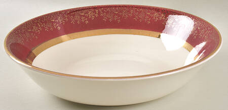 Aristocrat Maroon (No Floral Center) 9" Round Vegetable Bowl
