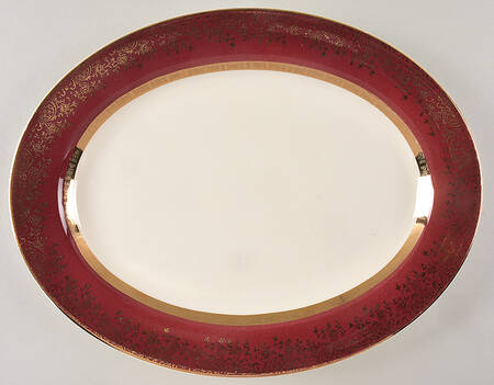 Aristocrat Maroon (No Floral Center) 13" Oval Serving Platter