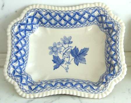 Geranium Blue (Gadroon Shape) Rectangular Vegetable Bowl No Lid