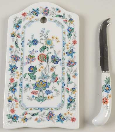 Garden of India (Smooth) 2 Piece Cheese Dish and Knife Set