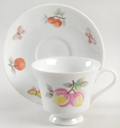 Fruit Footed Cup & Saucer Set