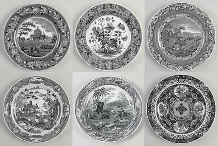 Archive Collection Black Dinner Plate - Set of 6 Motifs