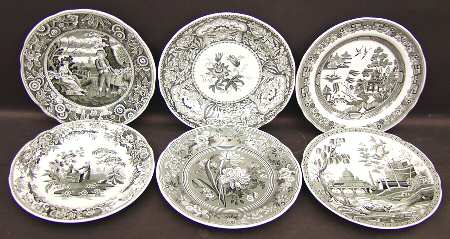 Archive Collection Black Dinner Plate - Set of 6 Motifs