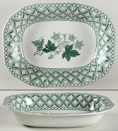 Geranium Green (Camilla Shape, Newer) 9" Oval Vegetable Bowl
