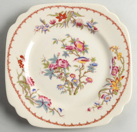 Bombay (Yellow Trim, Ivory Body) Square Salad Plate