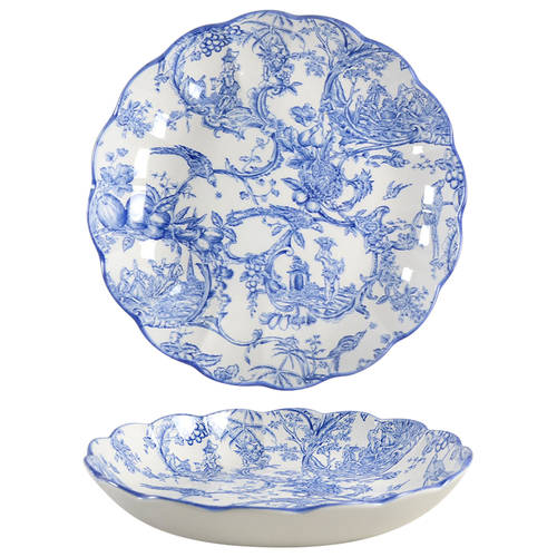 Provencial Garden Blue Medium Round Fluted Dish