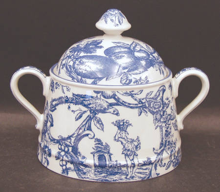 Provencial Garden Blue Sugar Bowl & Lid