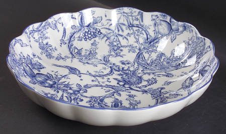 Provencial Garden Blue Large Round Fluted Dish aka Chip/Dip Plate