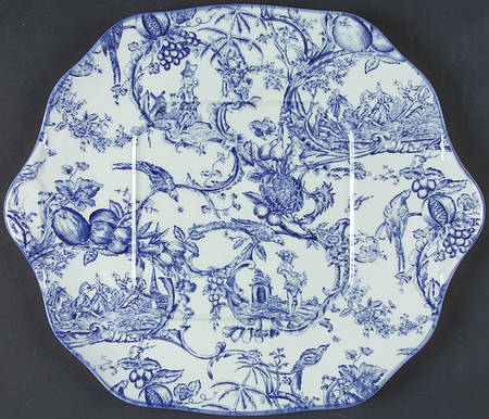 Provencial Garden Blue Square Handled Cake Plate