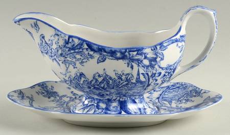 Provencial Garden Blue Gravy Boat & Underplate