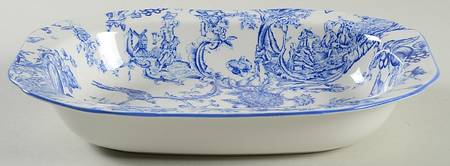 Provencial Garden Blue 9" Rectangular Vegetable Bowl