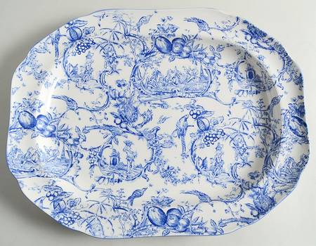 Provencial Garden Blue 14" Oval Serving Platter
