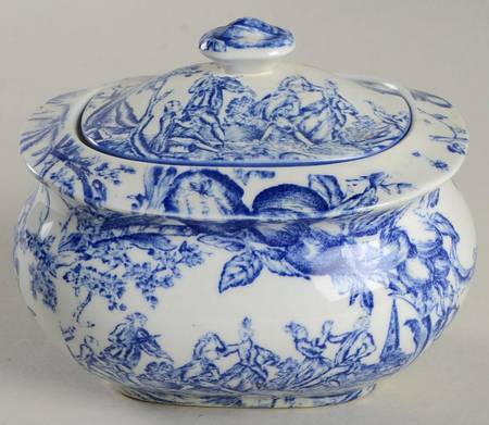 Provencial Garden Blue Sugar Bowl & Lid