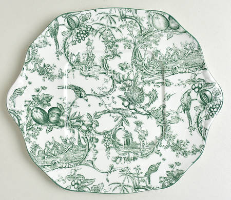 Provencial Garden Green Square Handled Cake Plate