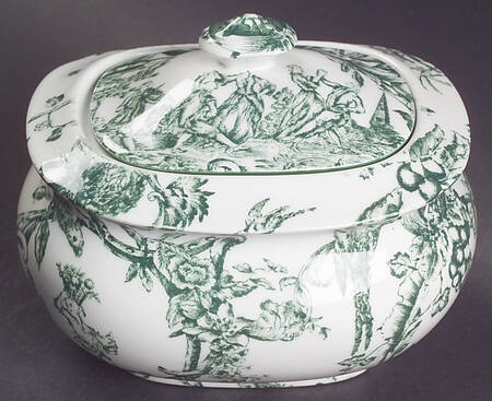 Provencial Garden Green Sugar Bowl & Lid