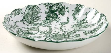 Provencial Garden Green Medium Round Fluted Dish
