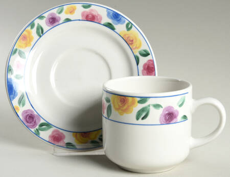 Rose Garden Flat Cup & Saucer Set